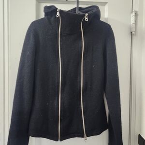 KUHL Black Women's Merino Wool Sweater Jacket with Double Zipper